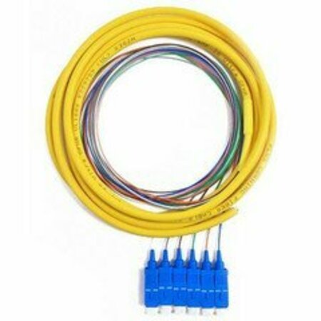 SWE-TECH 3C 6 Strand Fiber Dist Pigtail, Singlemode, LC/UPC Conn, Blue Boots, 3 meter FWT15F2-02106